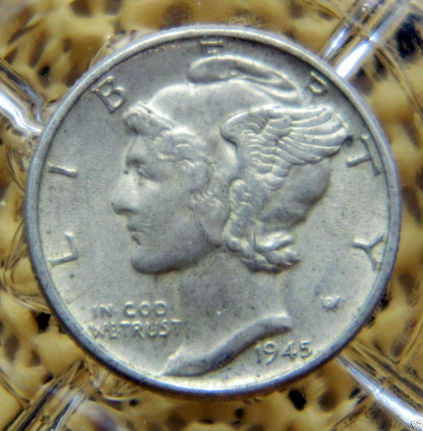   UNCIRCULATED+ 1945 P WINGED LIBERTY (MERCURY DIME)#8601  