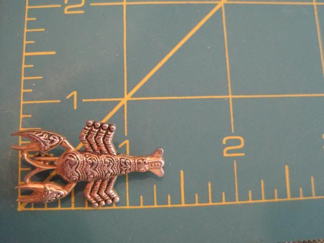 Vintage Damascene Lobster Brooch Pin  