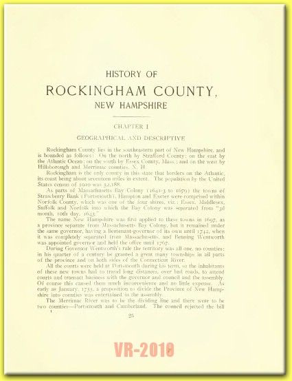 ROCKINGHAM COUNTY NEW HAMPSHIRE History Genealogy Book  