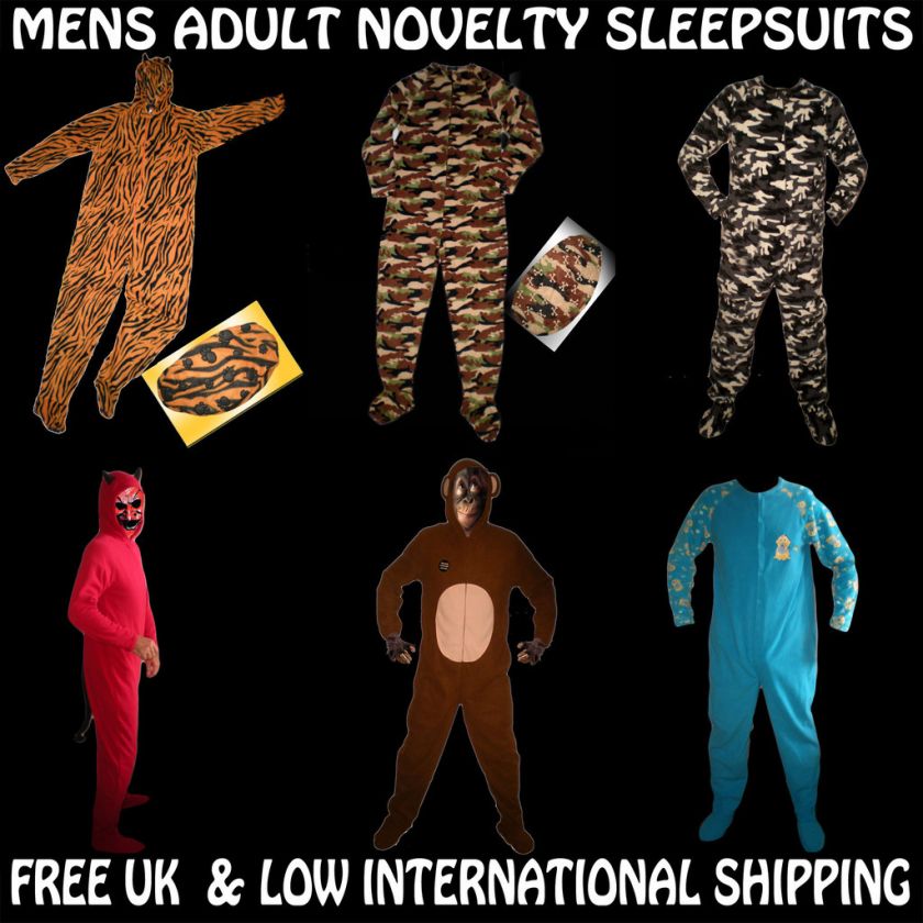 Mens Adult Sleepsuit All In One Babygrow Onesie Pyjamas  