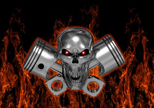 Real Flames Skull & Pistons Laptop wrap vinyl decal  