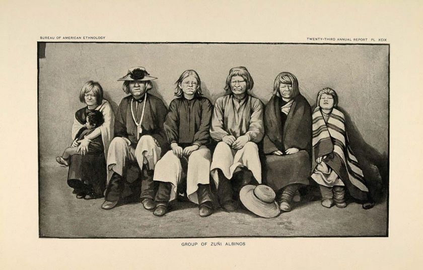 1904 Print Zuni Pueblo Indian Albino Women Men Children ORIGINAL 