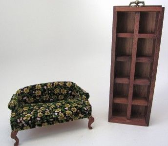 Dollhouse Miniature vintage TALL Bookcase,Settee NIB 2  