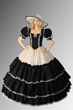 Civil War era Wide Dress Ball Gown with Wide Skirt Handmade from 