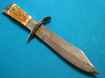 BIG ANTIQUE JAPANESE STAG BONE HUNTING SKINNER SURVIVAL BOWIE KNIFE 