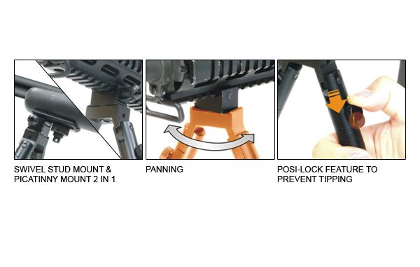 UTG Carbine 10 Gun Folding Bipod Tactical Sniper Rifle Picatinny 