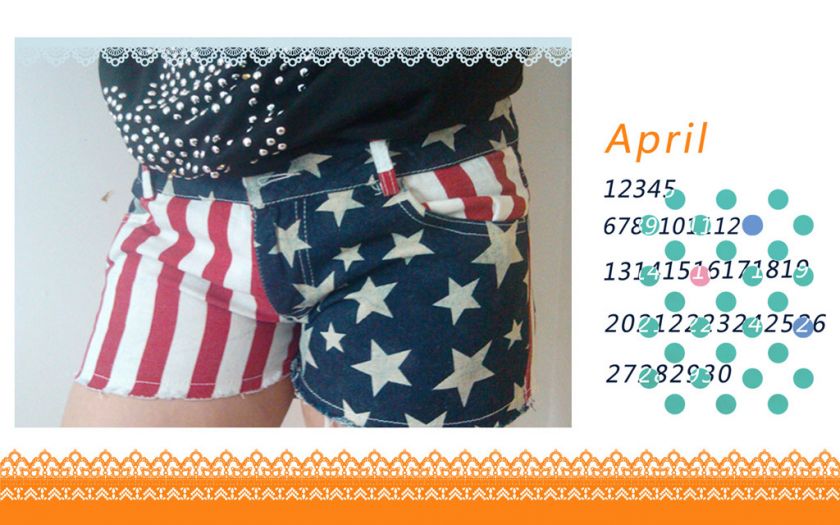 Japan USA American Flag Handle Star Short Jeans Short Pants Cowboy 