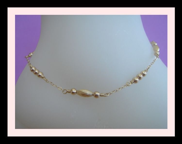 14 K Gold gf Swirl Ankle Bracelet Anklet Adjustable  