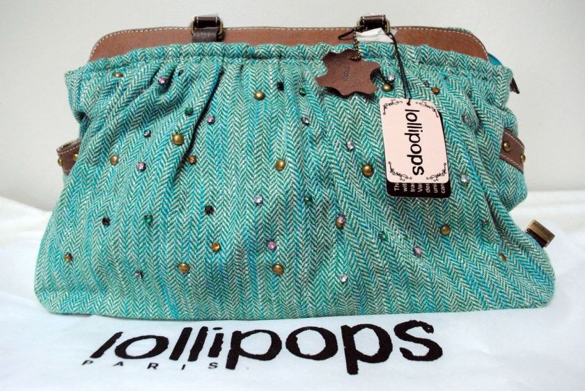 Wool and Leather Unique Designer LOLLIPOPS Paris Handbag / Bag 