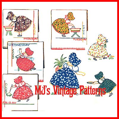 Vintage Sunbonnet Sue DOW Applique Pattern  