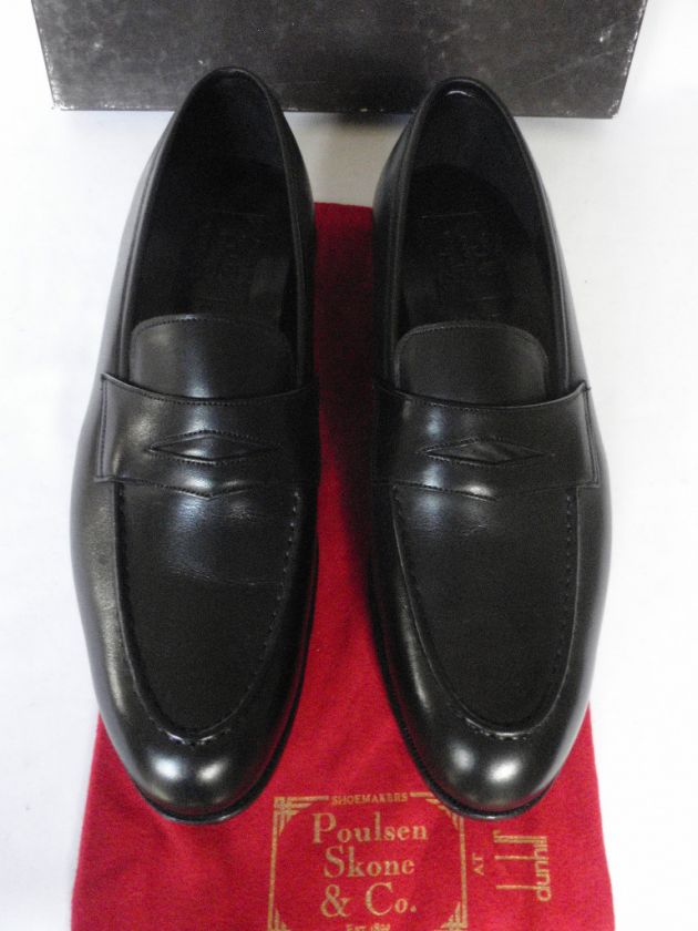   Skone Black Calf Leather Penny Loafer Shoes UK 10 10.5 RARE  