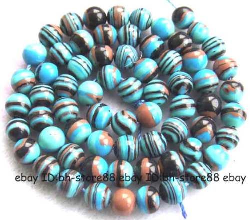 6mm Blue Stripe Howlite Turquoise Round Beads 15  