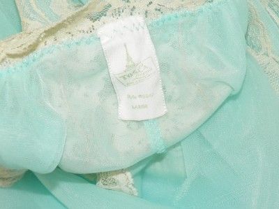 VTG AQUA BLUE DOUBLE NYLON CHIFFON CLOUDS TOSCA NIGHTGOWN PEIGNOIR L 