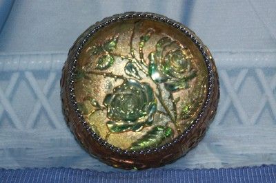 VTG IMPERIAL CARNIVAL GLASS ROSE IRIDESCENT BOWL  