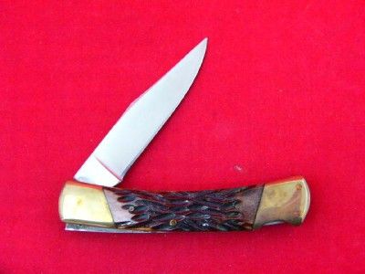 Vintage PICK BONE STAG Parker Cut. Co. Leopard 405 Lockback Knife w 