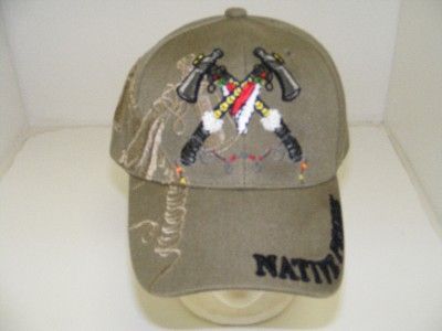 HATCHET TOMAHAWK CLUB AMERICAN NATIVE INDIAN OLIVE HAT  