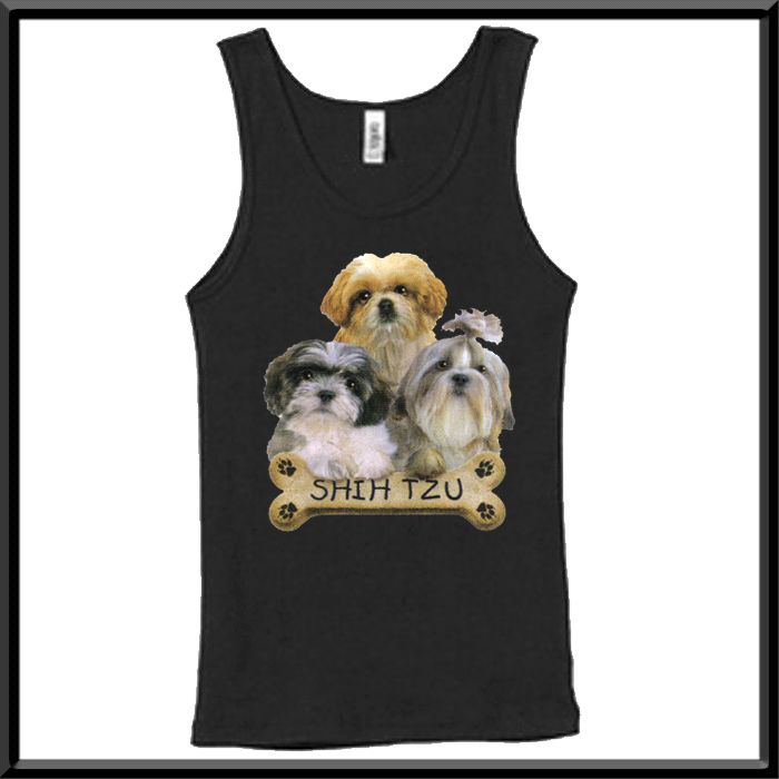 Shih Tzu Puppies Bone Dog Breed WOMENS TANK TOPS S 2X  