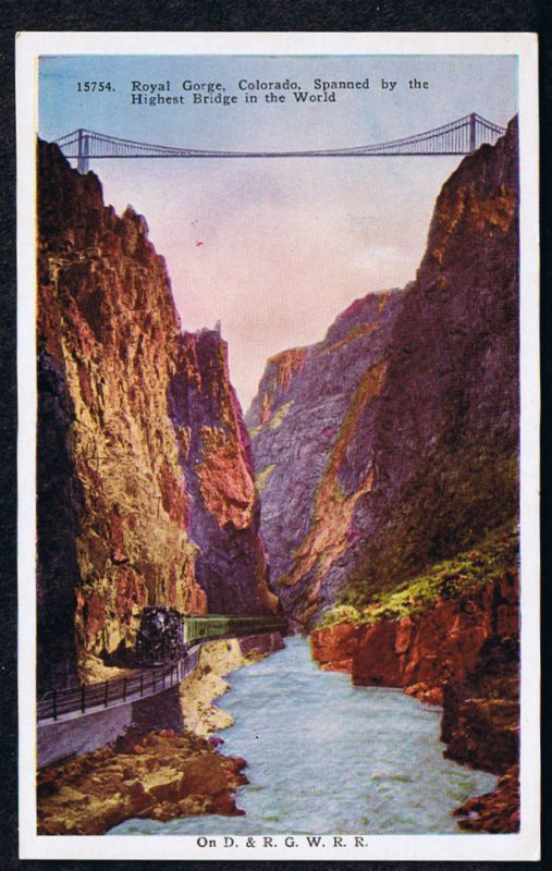 ROYAL GORGE, CO. TWO POSTCARDS D. & R. G. W. RAILROAD  