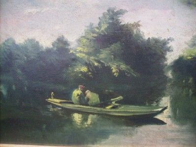 Fine Antique BARBIZON OIL PAINTING c1900 SIGNED  