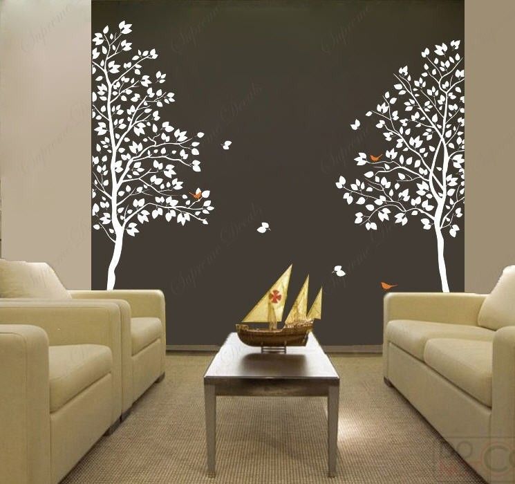 Four big birch trees 102 H   Vinyl Wall art decals  