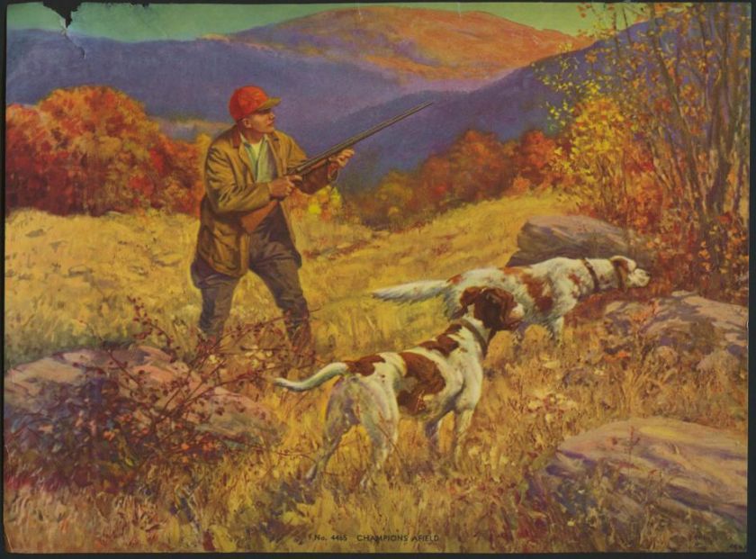 SUPER Lot 4 Orig Litho Prints 1930s HUNTING Signed  