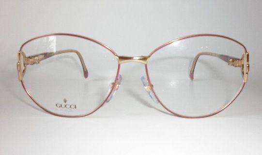 Big golden GUCCI eyeglasses in dark red, rose  G20 P  