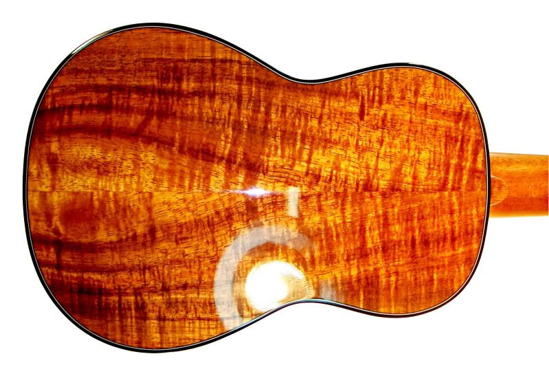 Big Island Soprano Gloss Solid Koa Ukulele Rope Binding  