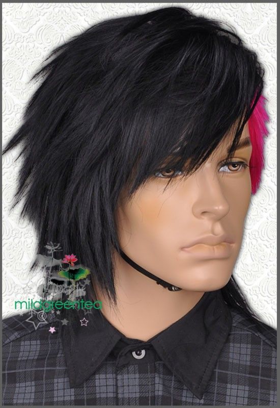 GW410 Black Cherry Mixed Short Straight Men Full Wig  