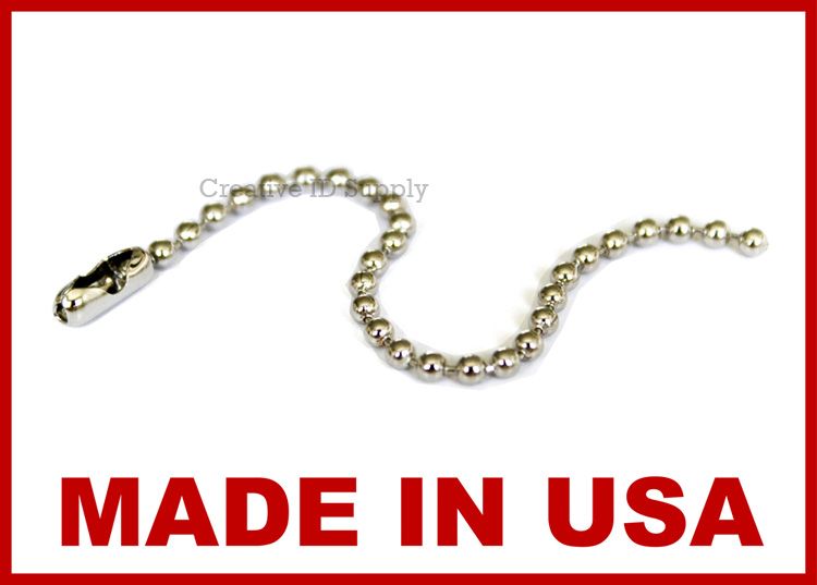 1000 PCS TAG CHAIN 4 SILVER NICKEL PLATED KEYCHAIN BALL CHAIN 2.4MM 