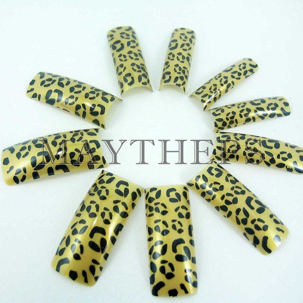 Wide Animal Series False French Acrylic Nail Half Tips  