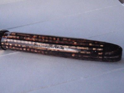   CUSHION POINT PEN GOLDEN BROWN BLACK STRIATED 14 LK NIB LARGE SIZE