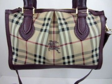 NWT BURBERRY Plum HAYMARKET PILGRIM CHECK CHESTER BOWLING BAG SATCHEL 