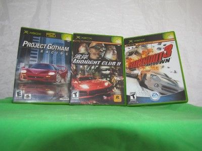 XBOX GAMES MIDNIGHT CLUB2, BURNOUT3 &PROJECT GOTHAM  