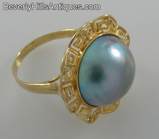 Beautiful Mabe Pearl 14k Gold Designer Ring  