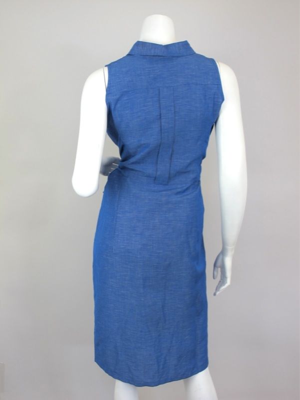 37 441 MAX MARA Italian Holiday Periwinkle Blue Linen Day Dress 