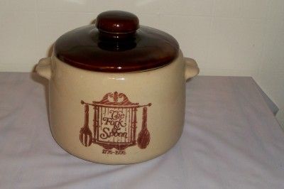 Vintage West Bend The Fork & Spoon Brown Pottery Crock  