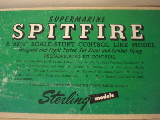 STERLING SUPERMARINE SPITFIRE FLYING CONTROL LINE MODEL AIRPLANE 