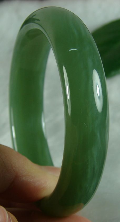 Certified Natural Green Chinese Hetian Nephrite Jade Bangle 