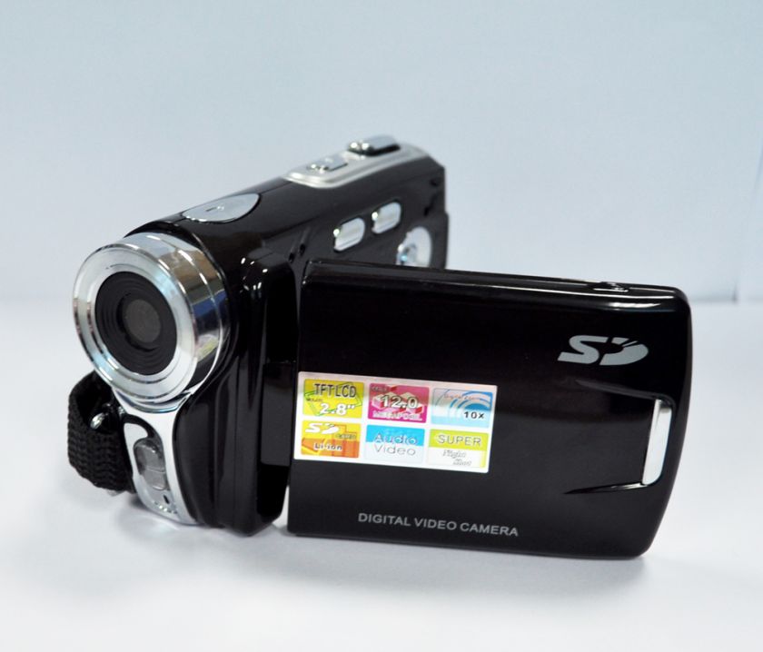 Digital Video Camcorder 12MP 4xZoom 2.8LCD HD DV Camera 270° Black 