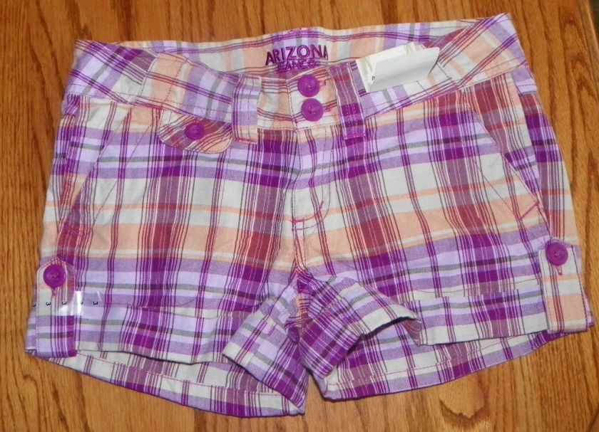 SALE NWT Juniors Dark Pink Plaid Shorts size 3  