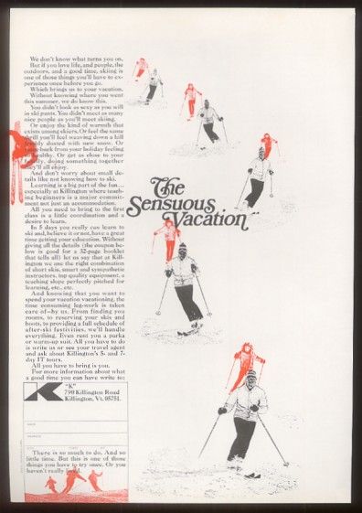 1973 Killington Vermont skiing The Sensuous Vacation ad  