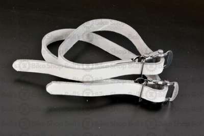 NJ5 Leather Toe Straps Single WHITE Track Fixed Gear 072774962877 