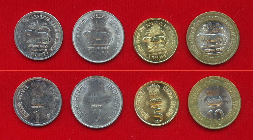 INDIA 2010 RBI PLATINUM JUBILEE SET OF 4 TIGER COIN  