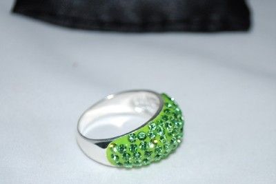 New Sterling Silver Green Pave Crystal Ring David Sigal  