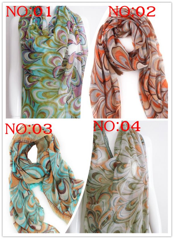 New Fashion Womens girls beautiful Peacock Tail scarf wrap shawl FREE 