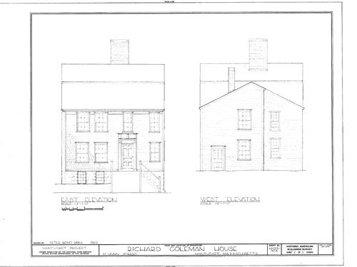 Colonial gambrel roof home plan, detailed architectural drawings 