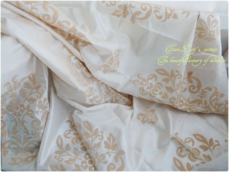 Elegant Baroque Pattern Creamy Small cafe Curtain  