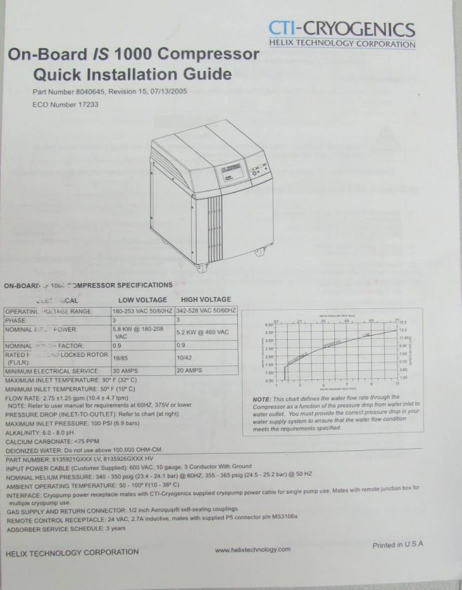 CTI Cryogenics IS 1000 Cryo Compressor 0190 23685 New  