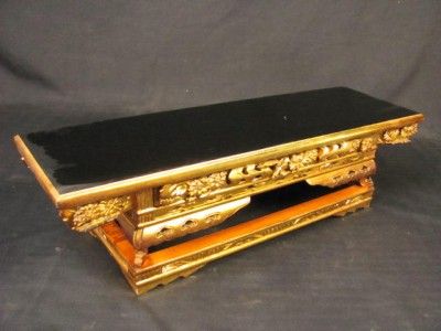 T5 JAPANESE VINTAGE BUDDHIST KYO ZUKUE ALTER STAND WOOD GOLD GILT 