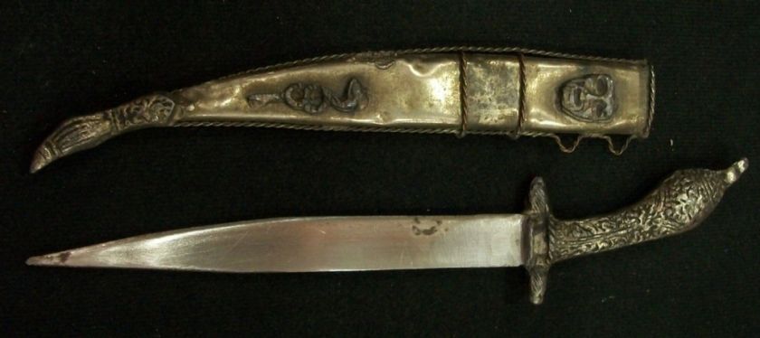 Rare Greek Silver Hilted Dagger  